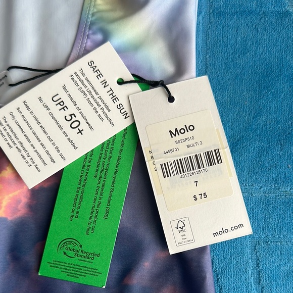 Molo Kids Swim One Piece with Rainbow and Cloud Design - Picture 3 of 4